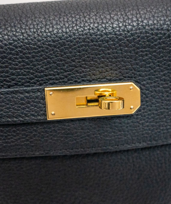 Hermes Kelly 28 Stamp D 2019 Black Togo Leather Bag with Gold Hardware