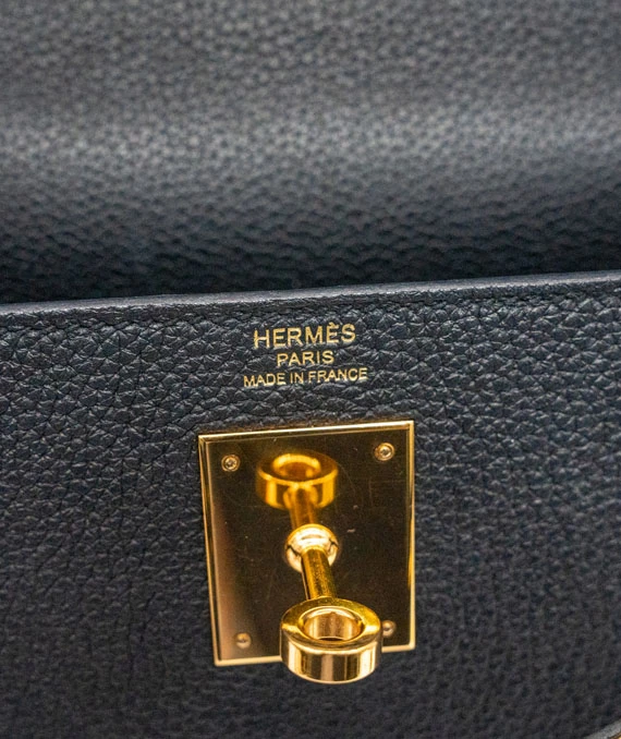 Hermes Kelly 28 Stamp D 2019 Black Togo Leather Bag with Gold Hardware