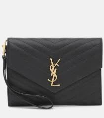 YSL Black Leather Clutch Bag BO/DB