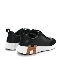 Hermes Bouncing Sneakers in Black Sport Goatskin Suede Leather Size 43.5 DB