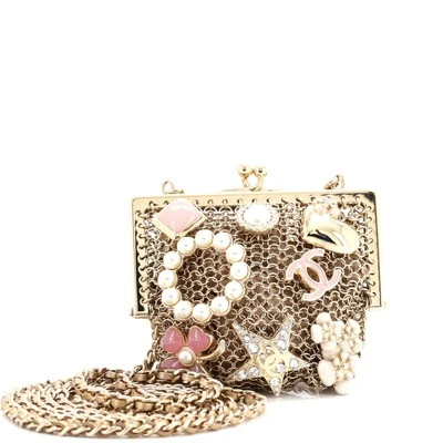 Chanel CC Charm Kisslock Frame Clutch with Chain Bo/DS