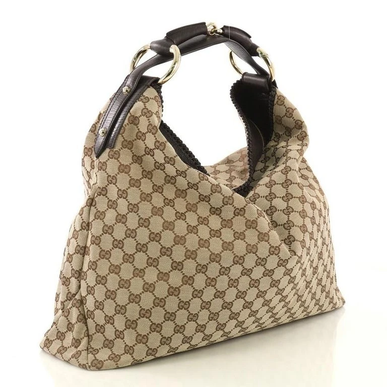 Gucci Horsebit Hobo Bag Trim Gold-Tone Hardware Large Size