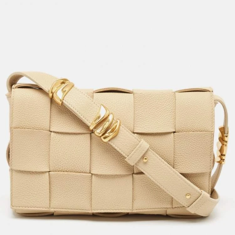 Bottega Veneta Beige Intrecciato Leather Cassette Shoulder Bag Beige DB
