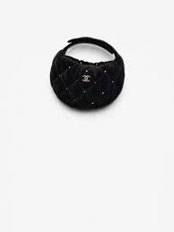 CHANEL Velvet Pouch Diamante Black BO/DB/EN