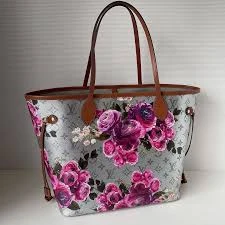 Louis Vuitton Metallic Monogram Garden Neverfull Silver DB