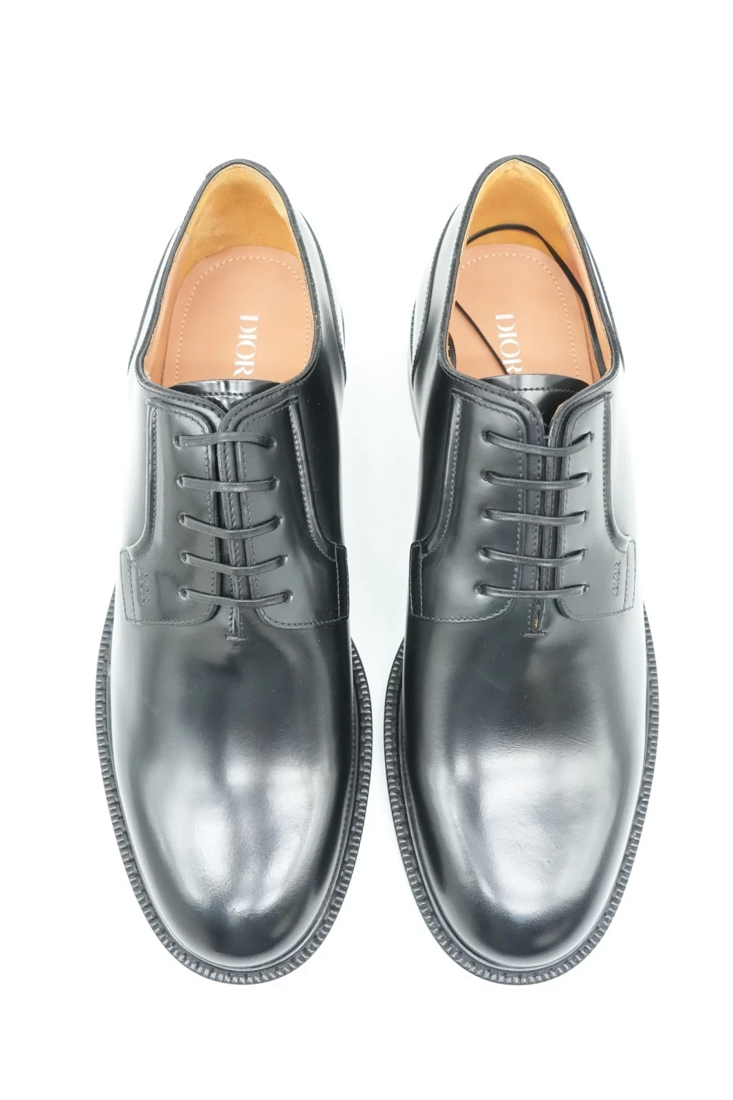 Dior Lace Up Derby Shoes Black Leather Size 44