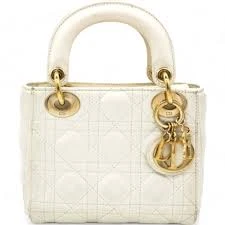 Dior White Leather Cannage Lady Bag Mini Dior