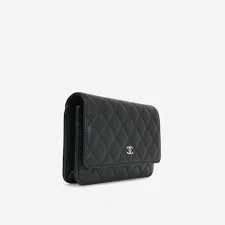 Chanel Wallet On Chain Black Lambaskin Sliver Tone Hard ware