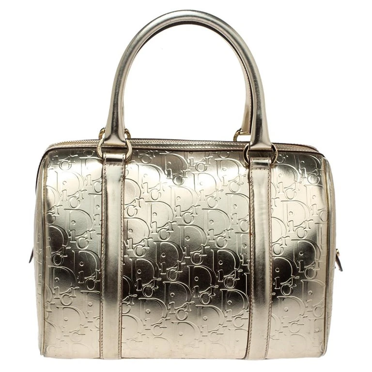 Dior Boston Bag Metallic Gold Patent Leather