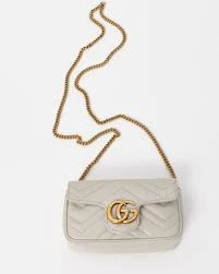 Gucci Off White Matelasse  Leather Super Mini GG Marmont Shoulder Bag DB