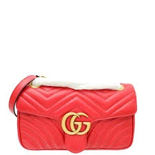 Gucci GG Marmount Matelasse Shoulder Bag Red