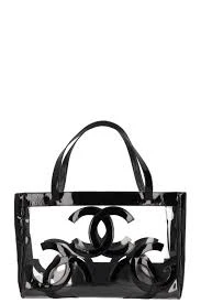 Chanel Black Clear Vinyl Triple CC Tote Bag