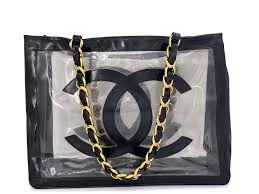 Chanel Black Clear Vinyl Triple GG Tote Bag