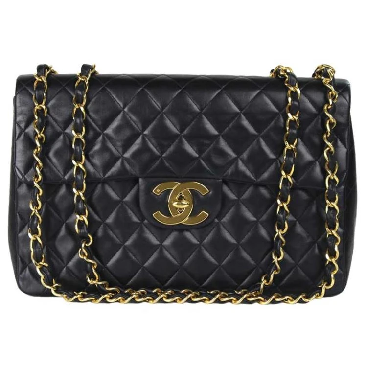 Chanel Black Quilted Lambskin Maxi Jumbo Classic Flap Bag