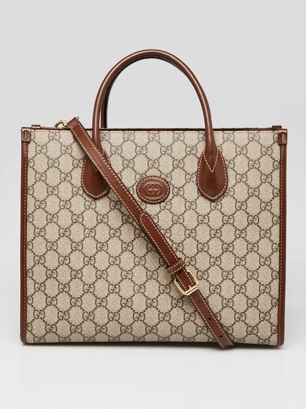 Gucci Brown/Beidge GGSupreme Canvas and Leather Small Tote DB/ST