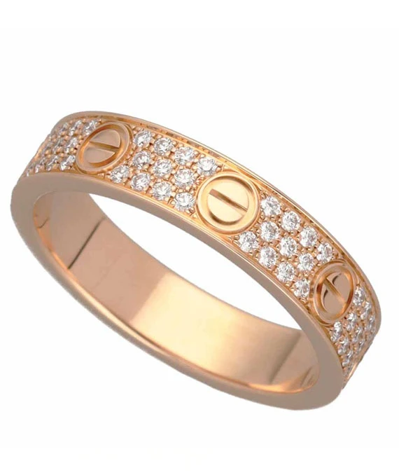 Cartier Mini Love Ring Pavé Diamond 750 K18 PG Pink Gold Ring