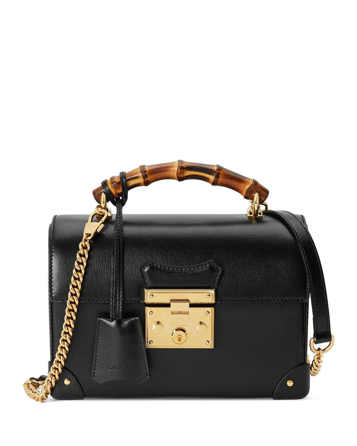 Gucci Black Small Bamboo Padlock Shoulder Bag