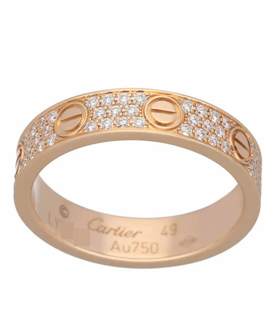 Cartier Mini Love Ring Pavé Diamond 750 K18 PG Pink Gold Ring