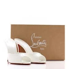 Christian Louboutin White/Red Me Dolly Bianco Patent Leather Heels Size 37 BO/DB