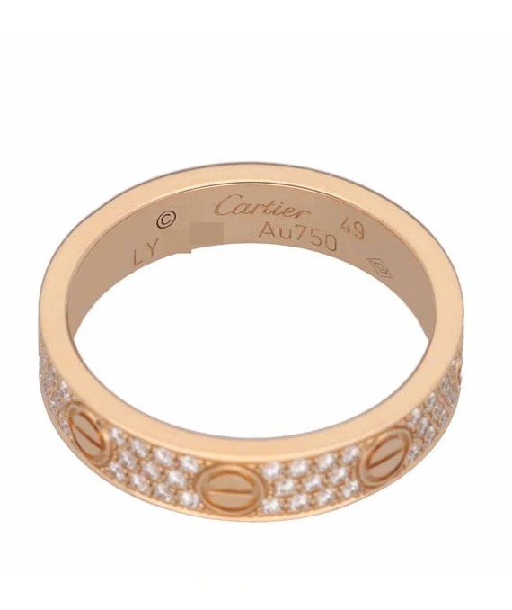 Cartier Mini Love Ring Pavé Diamond 750 K18 PG Pink Gold Ring