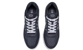 Dior B27 Navy Blue Smooth Calfskin and CD Diamond Canvas Low Top Sneakers Size:41.5