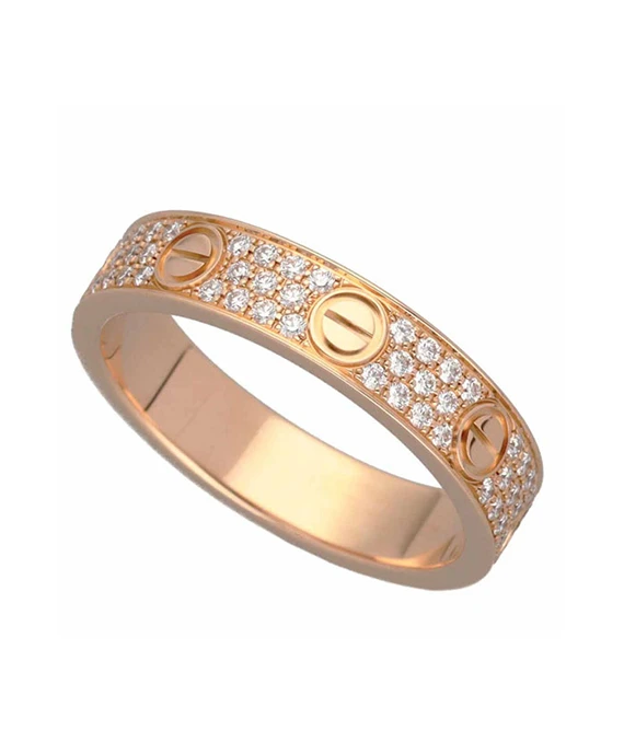 Cartier Mini Love Ring Pavé Diamond 750 K18 PG Pink Gold Ring