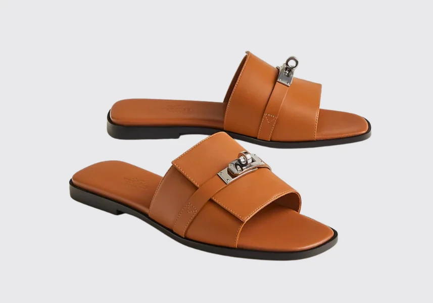Hermes Giulia Sandals In Naturel Calfskin Leather Size: 40 BO/DB