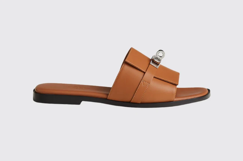 Hermes Giulia Sandals In Naturel Calfskin Leather Size: 40 BO/DB