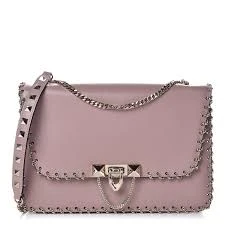 Valentino Garavani Demilune Shoulder Rockstud Rose Leather