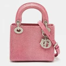 Dior Lady Dior Mini bag Exotic(Lizard) Leather Rose Hue DB/CA