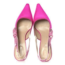 Christian Dior Pink Brocade Fabric J'Adior Slingback Pumps BO/DB