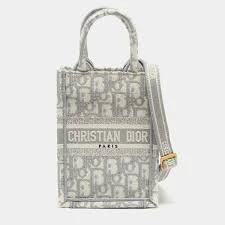 Dior Book Phone Mini Grey Oblique Embroidered Canvas Tote BO, DB