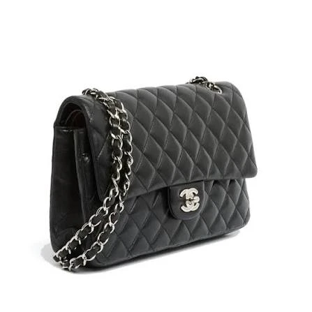 Chanel 25 Double Flap Black Lambskin Shoulder Bag DB/SR