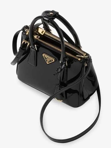 Prada Galleria Mini Black Patent Leather Handle Bag