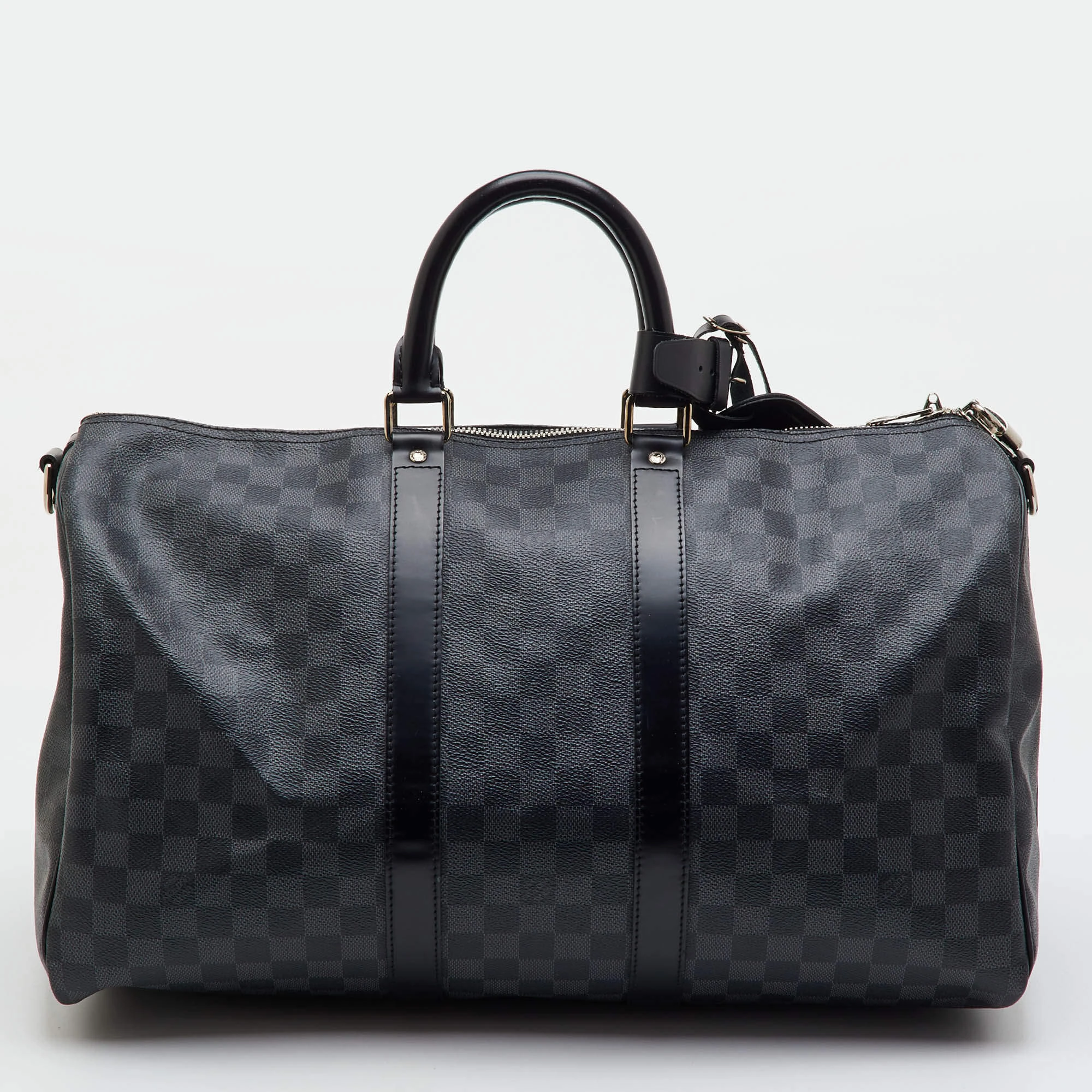 Louis Vuitton Damier Keepall 45 Bandouliere Graphite Handle Bag