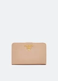 Prada Saffiano Beige Leather Small Wallet