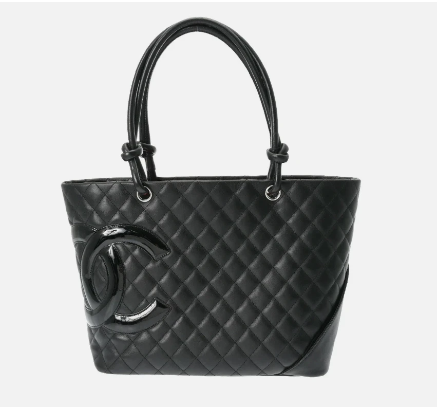 Chanel Ligne Cambon Large Black Leather Tote EN