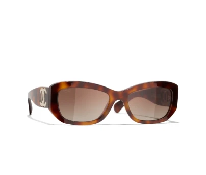 Chanel Rectangle Sunglasses Brown