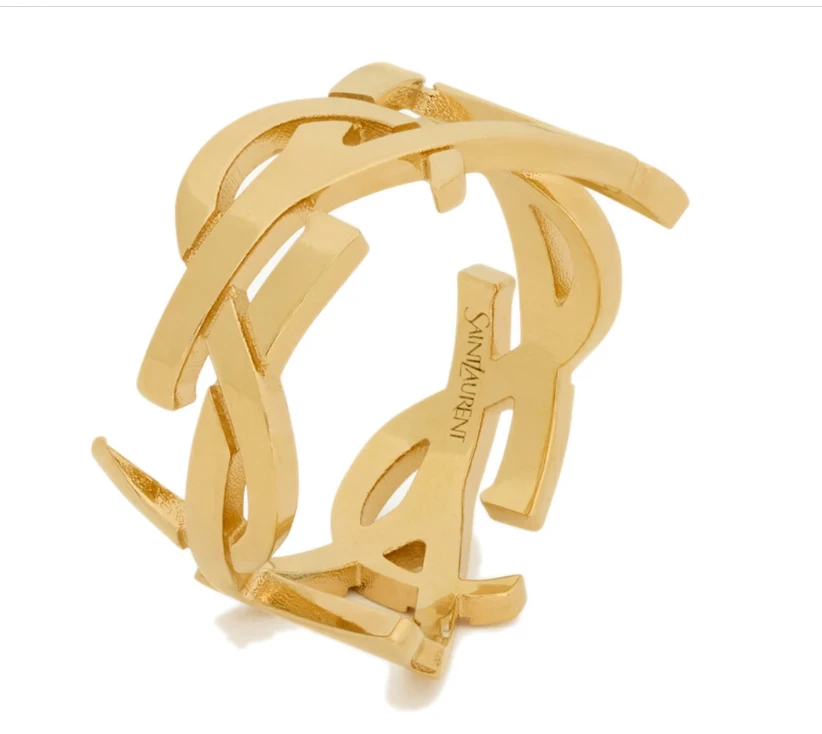 Saint Laurent Twisted Bangle In Gold-Tone Brass