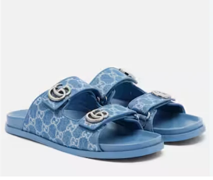 Gucci GG Denim Navy Sandal Size 39.5