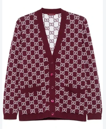 Gucci Reversible GG Beige & Red Cardigan Size M