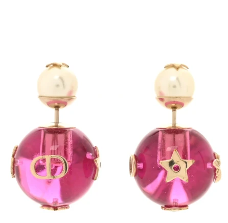 Christian Dior Tribales Gold Pink Resin Earrings