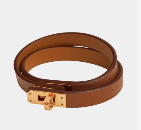 Hermes Kelly Twist Bracelet,Gold Swift Carfskin,Stamp:B(2023),DB/BOX