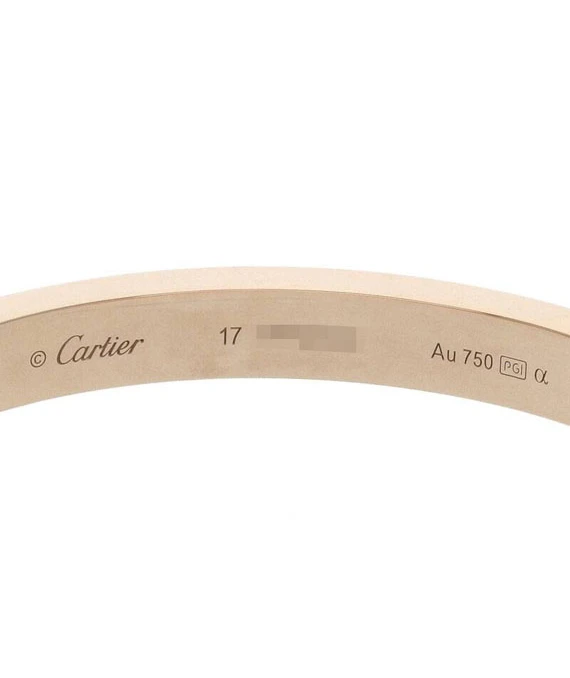 Cartier Size 17 Rose Gold Love Bracelet with Pave Diamonds K18PG