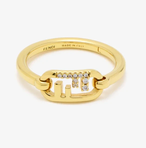 F is Fendi Crystal Gold Tone Ring