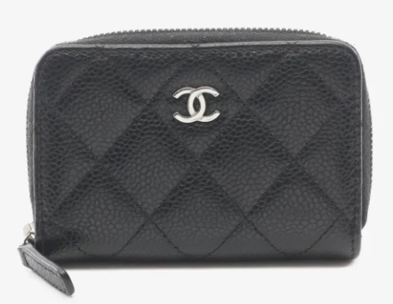 Chanel Zipped Card Holder Caviar Black