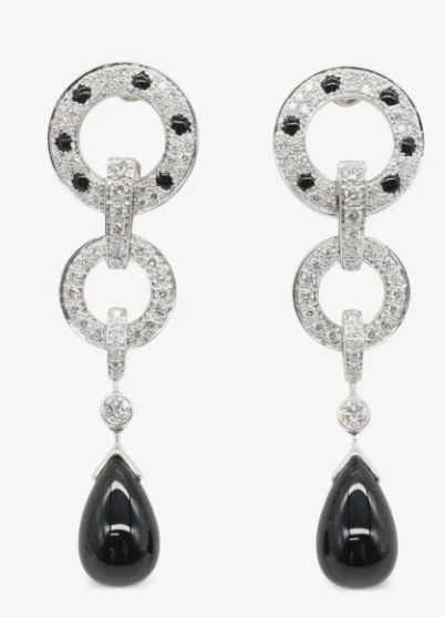 Cartier Earrings Diamond Onyx WG SC/BO/SR
