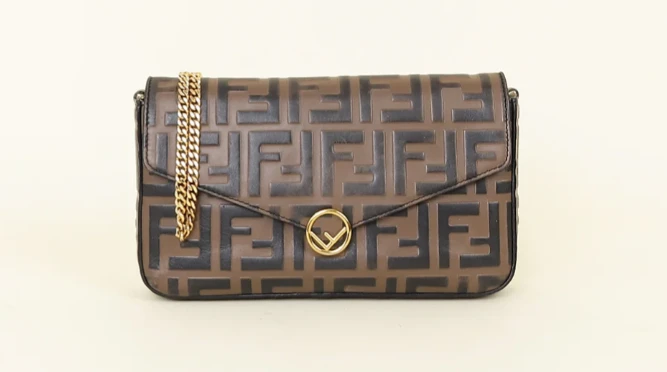 Fendi FF Embossed Bi-Color Wallet On Chain