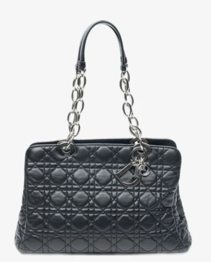 Dior Macrocannage Soft  Black Chain Tote DB/EN