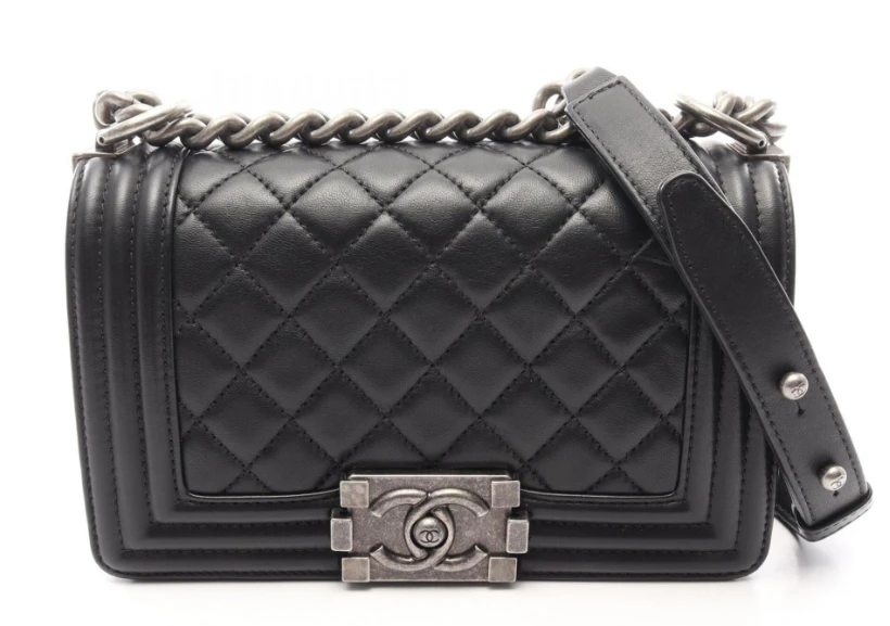 Chanel BOY Mini Lambskin Silver HW BO